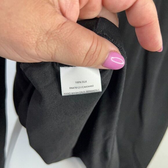 Eileen Fisher Blouse Women's Small Silk Turtle Neck Long Sleeve Top Black - Picture 7 of 9